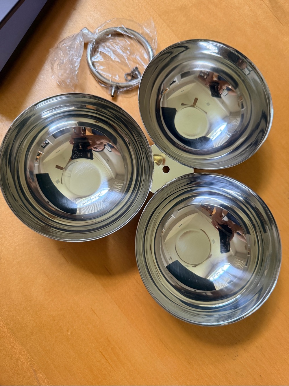Triple Stainless Steel Pet Feeding Bowl Set - Silver